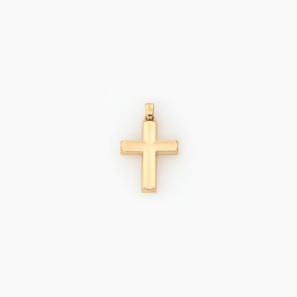 Solid Gold Faceted Cross Pendant with Polished Finish