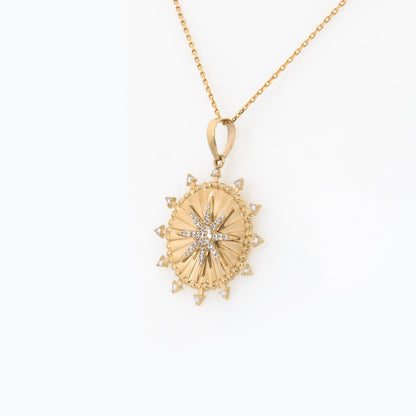 Round Diamond-Cut North Star Pendant