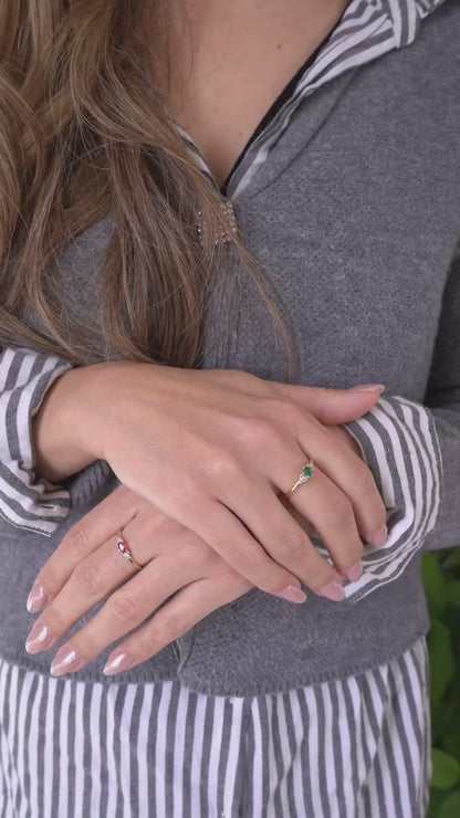 Solitaire Birthstone Cluster Ring