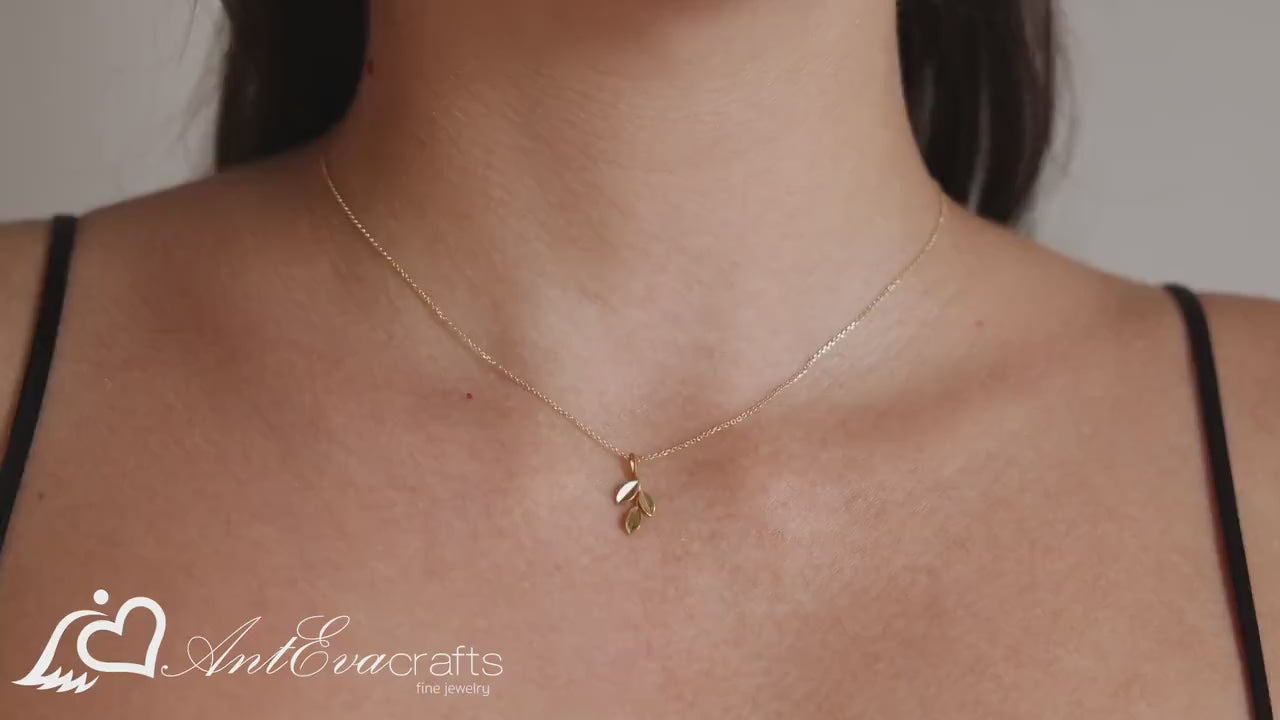 Olive Leaf Gold Necklace – AntEva Crafts