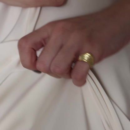 Asymmetrical Thick Wavy Gold Ring