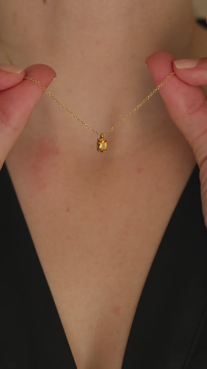 Oval Birthstone Necklace