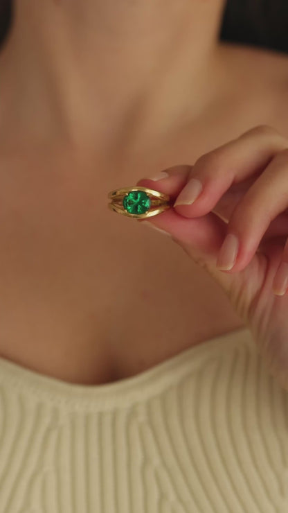 Split Dome Ring with Oval Gemstone