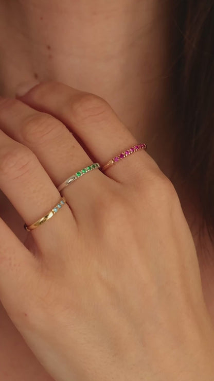 Delicate Birthstone Ring with 3-5-7 Gems