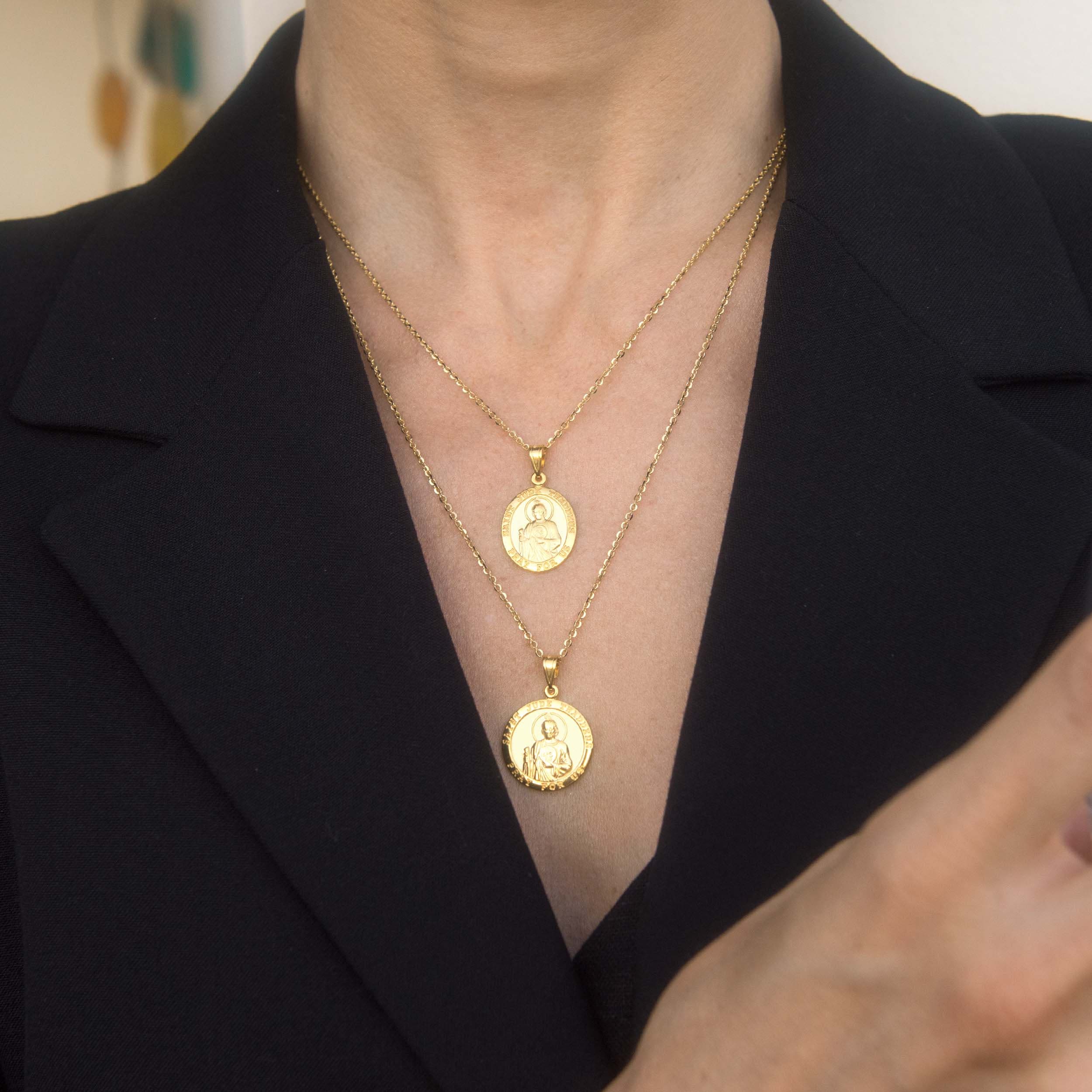 Gold Divine Saint Joseph Guardian Coin Pendant Necklace | Factory Direct  Jewelry